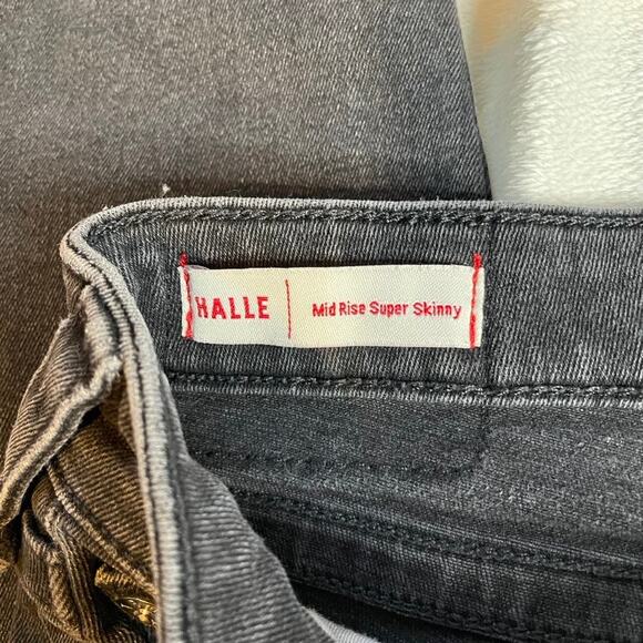 TRUE RELIGION Halle Mid Rise Super Skinny 32 x 28 Grey Wash Black Jeans Denim - Picture 4 of 6